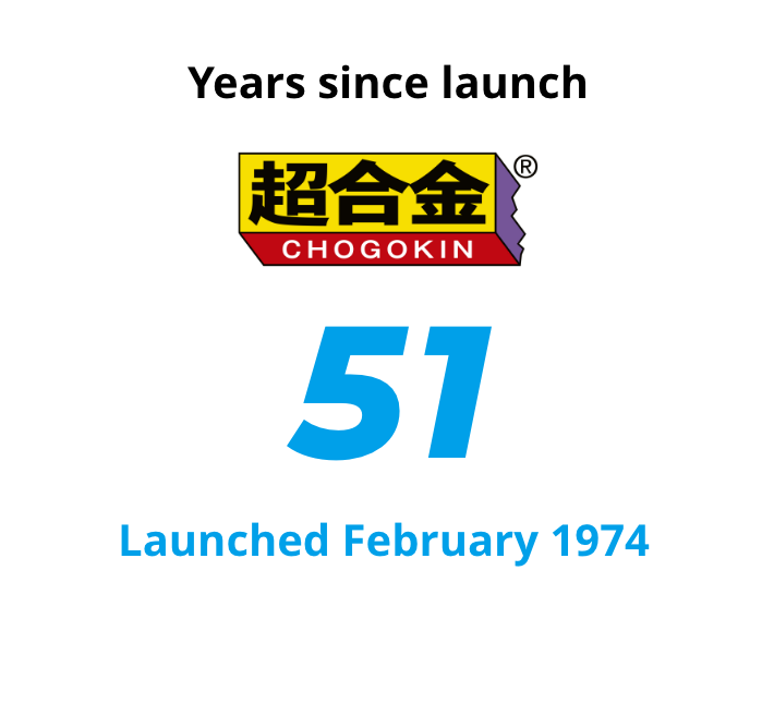 Years since launch 超合金 50 Launched February 1974