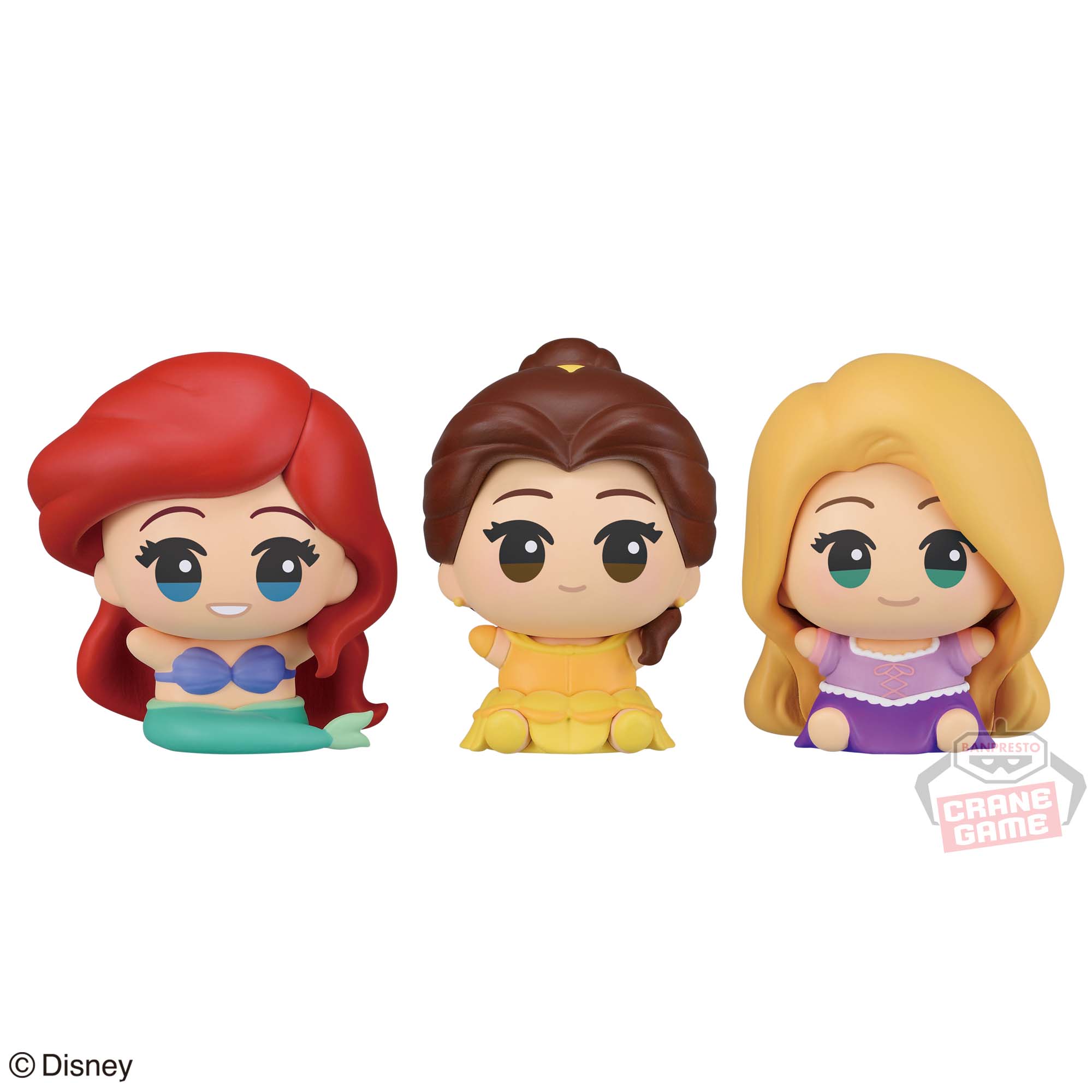 Disney Characters おすわりフィギュア-Ariel・Belle・Rapunzel-